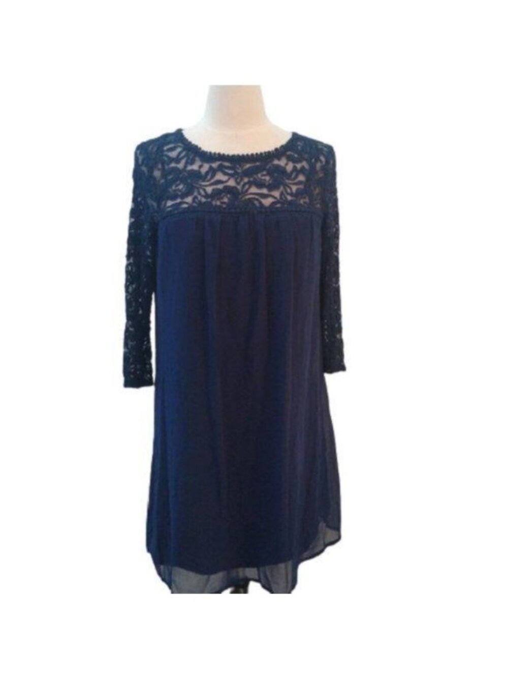 A.U.W. Navy Blue Lace Baby doll Dress,  size 4